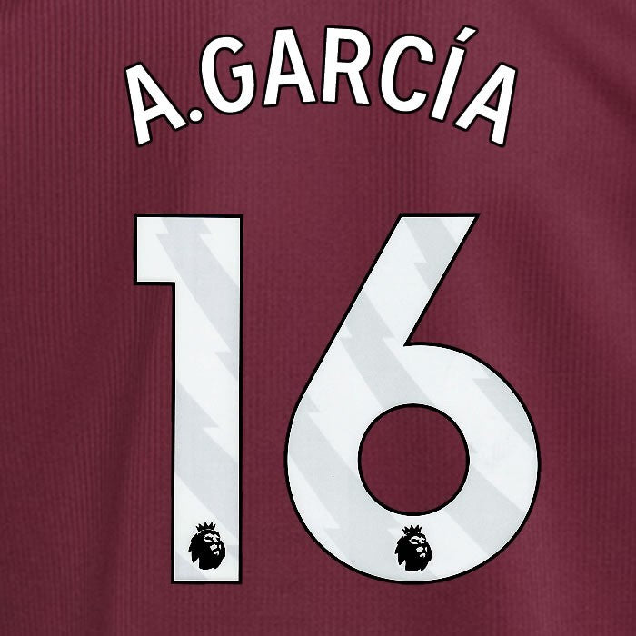 2024 2025 ASTON VILLA A. GARCIA 16 OFFICIAL WHITE HOME PLAYER SIZE NAMESET