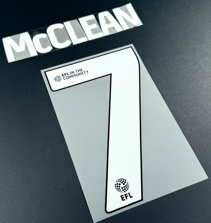 24/25 WREXHAM A.F.C  McCLEAN 7 OFFICIAL WHITE HOME PLAYER SIZE NAME SET & PATCHS