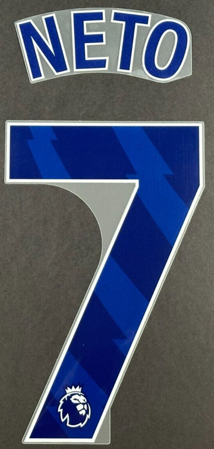 CHELSEA 2024 2025 NETO 7 OFFICIAL AVERY DENNISON BLUE PLAYER SIZE NAME SET