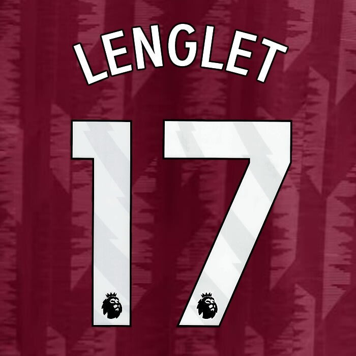 2023 2024 ASTON VILLA LENGLET 17 OFFICIAL WHITE HOME PLAYER SIZE NAMESET