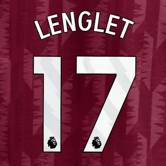 2023 2024 ASTON VILLA LENGLET 17 OFFICIAL WHITE HOME PLAYER SIZE NAMESET