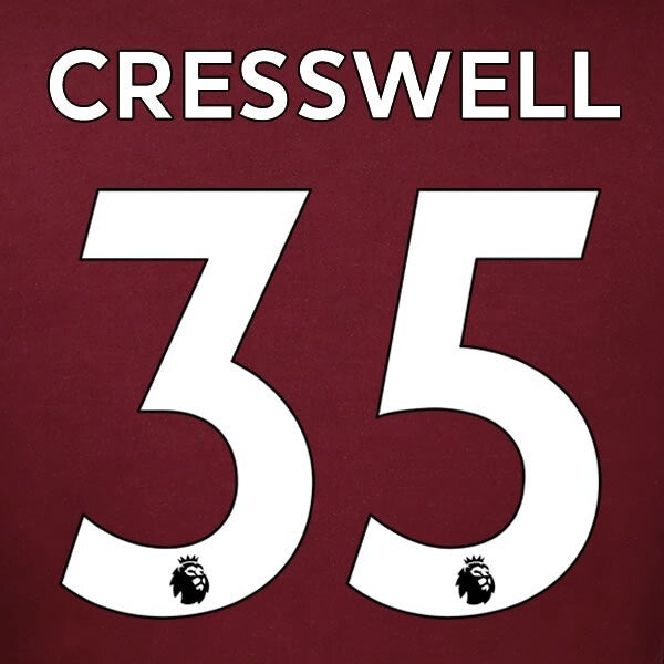 LEEDS UNITED 19-23 CRESSWELL 35 OFFICIAL AVERY DENNISON WHITE PLAYER SIZE SET