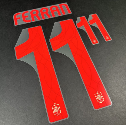 SPAIN 2023 2024 OFFICIAL AVERY DENNISON FERRAN 11 AWAY PLAYER SIZE NAMESET
