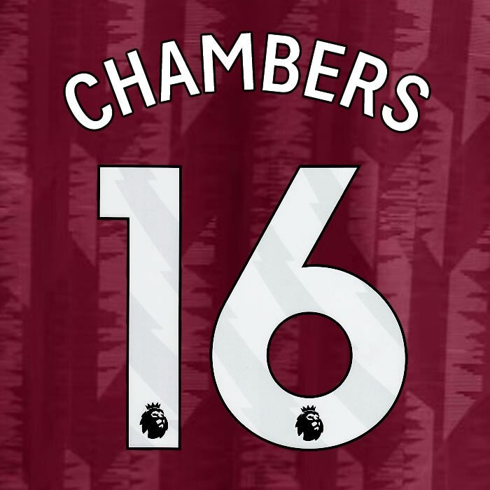 2023 2024 ASTON VILLA CHAMBERS 16 OFFICIAL WHITE HOME PLAYER SIZE NAMESET