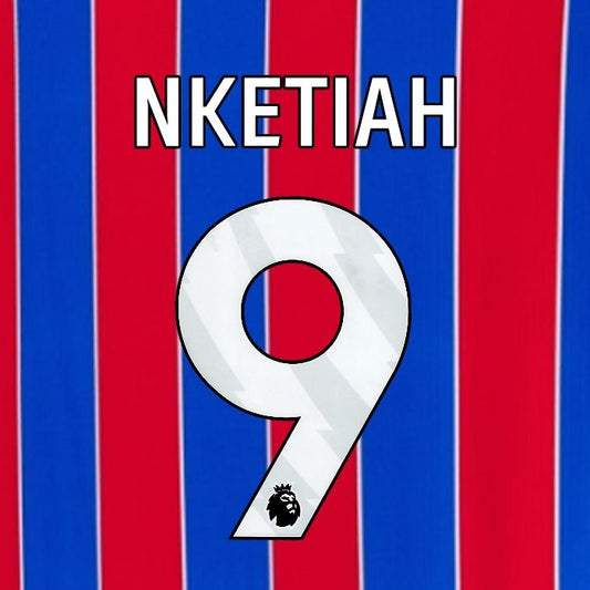 2025 2026 OFFICIAL CRYSTAL PALACE NKETIAH 9 WHITE HOME PLAYER SIZE NAMESET