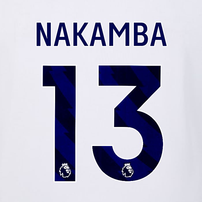 2023 2024 LUTON TOWN OFFICIAL NAKAMBA 13 BLUE AWAY PLAYER SIZE NAMESET