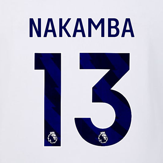 2023 2024 LUTON TOWN OFFICIAL NAKAMBA 13 BLUE AWAY PLAYER SIZE NAMESET
