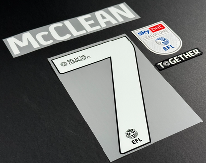 24/25 WREXHAM A.F.C  McCLEAN 7 OFFICIAL WHITE HOME PLAYER SIZE NAME SET & PATCHS