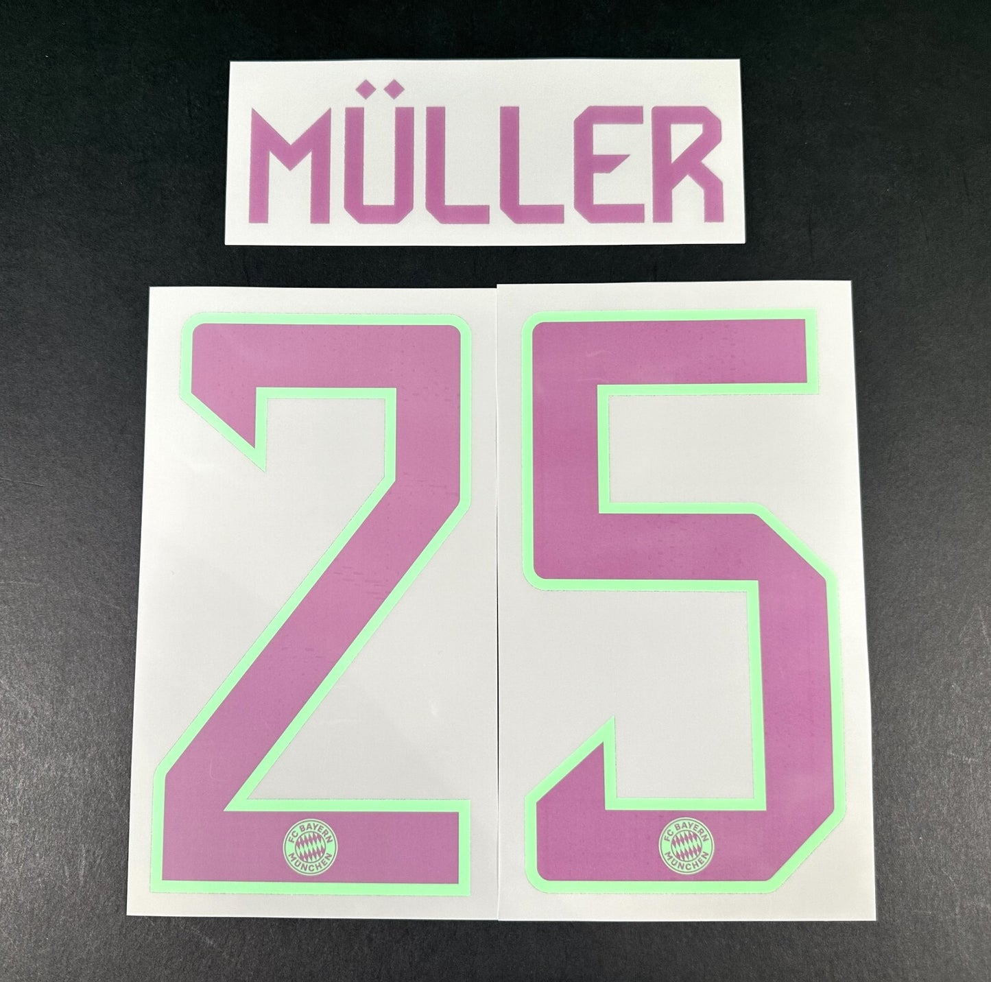 2023 2024 OFFICIAL BAYERN MUNICH MULLER 25 AWAY PURPLE PLAYER SIZE NAMESET