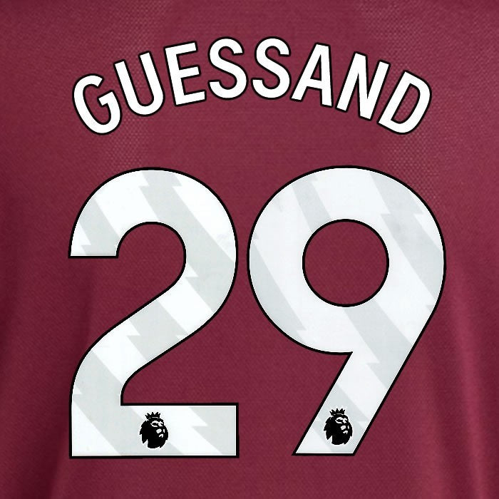 2025 2026 ASTON VILLA GUESSAND 29 OFFICIAL WHITE HOME PLAYER SIZE NAMESET