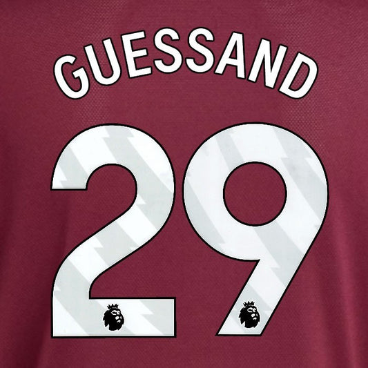 2025 2026 ASTON VILLA GUESSAND 29 OFFICIAL WHITE HOME PLAYER SIZE NAMESET