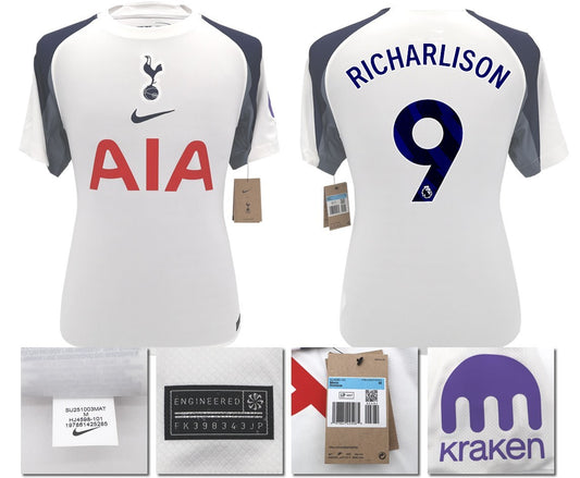 BNWT 2025 2026 TOTTENHAM NIKE HOME RICHARLISON 9 FOOTBALL SHIRT MEN'S