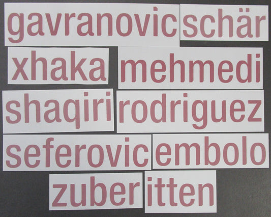 SWITZERLAND 2020 - 2021 OFFICIAL AWAY PLAYER SIZE NAME BLOCKS