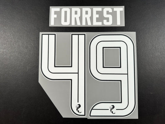 CELTIC 2024 2025 OFFICIAL SPORTING ID FORREST 49 AWAY WHITE PLAYER NAMESET