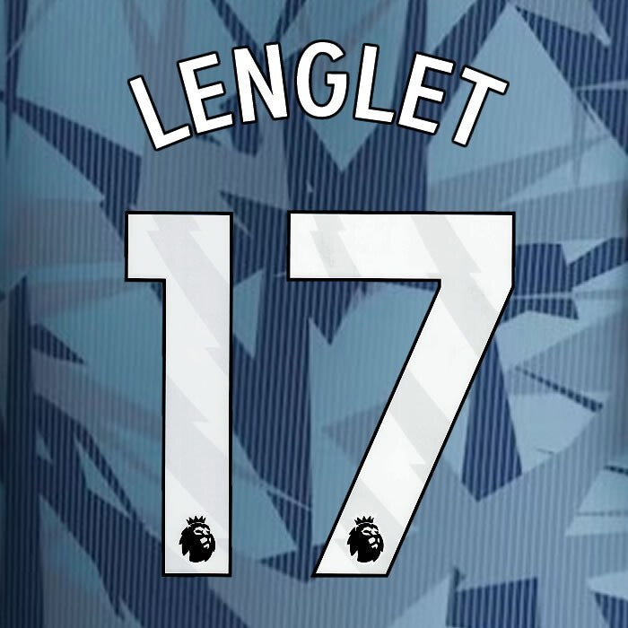 2023 2024 ASTON VILLA LENGLET 17 OFFICIAL WHITE 3RD PLAYER SIZE NAMESET