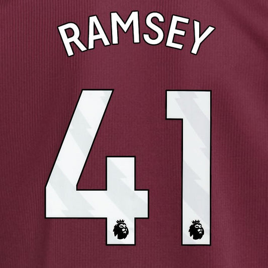 2024 2025 ASTON VILLA J. RAMSEY 41 OFFICIAL WHITE HOME PLAYER SIZE NAMESET