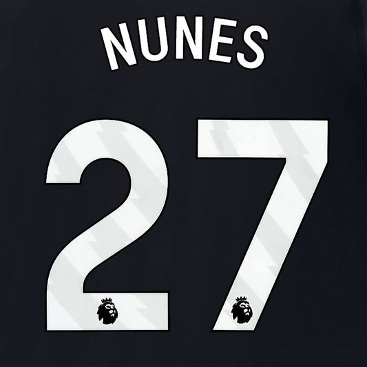 2024 2025 MANCHESTER CITY NUNES 27 WHITE AWAY PLAYER SIZE NAME SET