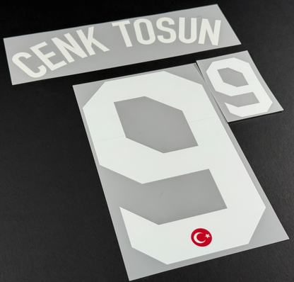 TURKEY 2020-2021 OFFICIAL CENK TOSUN 9 HOME WHITE PLAYER SIZE NAME SET