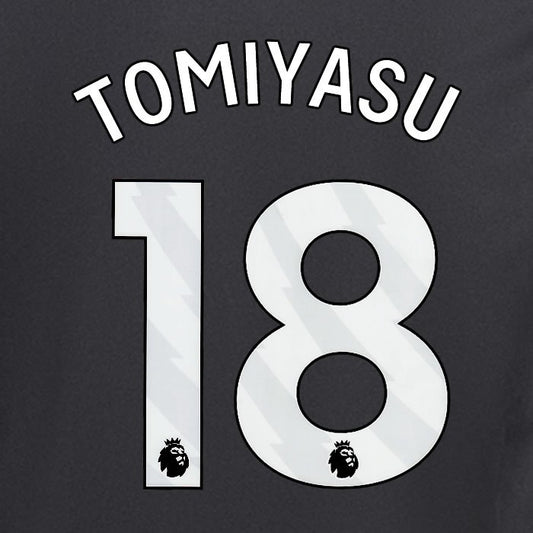 2024 2025 ARSENAL TOMIYASU 18 WHITE AWAY OFFICIAL PLAYER SIZE NAMESET