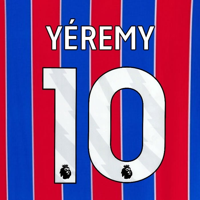 2025 2026 OFFICIAL CRYSTAL PALACE YEREMY 10 WHITE HOME PLAYER SIZE NAMESET