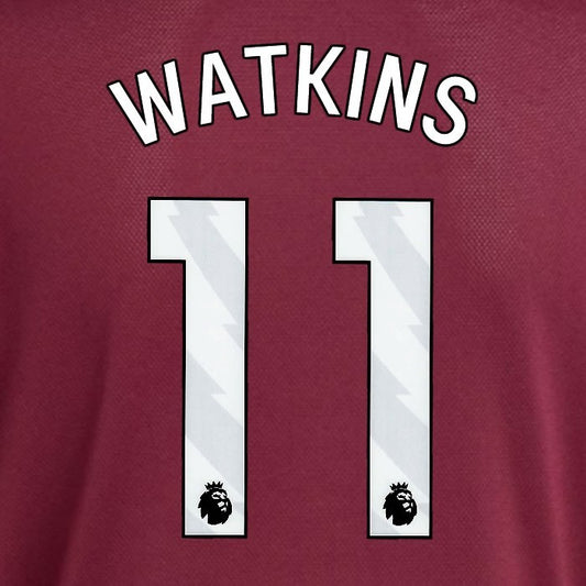 2025 2026 ASTON VILLA WATKINS 11 OFFICIAL WHITE HOME PLAYER SIZE NAMESET