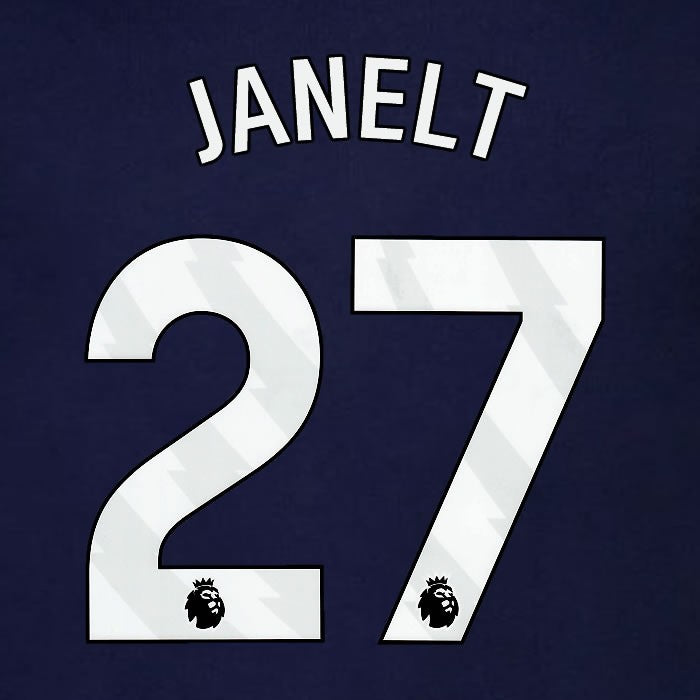 2023 2024 BRENTFORD JANELT 27 OFFICIAL WHITE 3rd PLAYER SIZE NAMESET