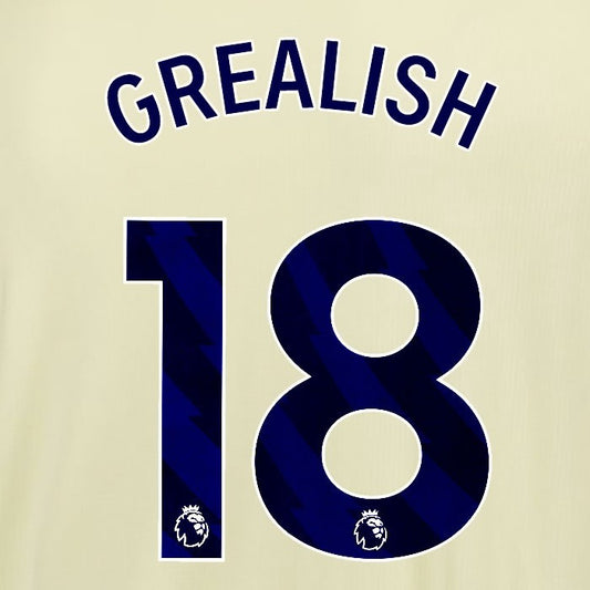 2025 2026 EVERTON GREALISH 18 OFFICIAL BLUE AWAY PLAYER SIZE NAMESET