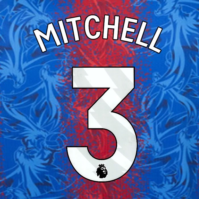 2024 2025 OFFICIAL CRYSTAL PALACE MITCHELL 3 WHITE HOME PLAYER SIZE NAMESET