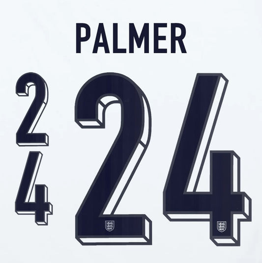 2024 2025 OFFICIAL ENGLAND PALMER 24 HOME PLAYER SIZE NAME SET