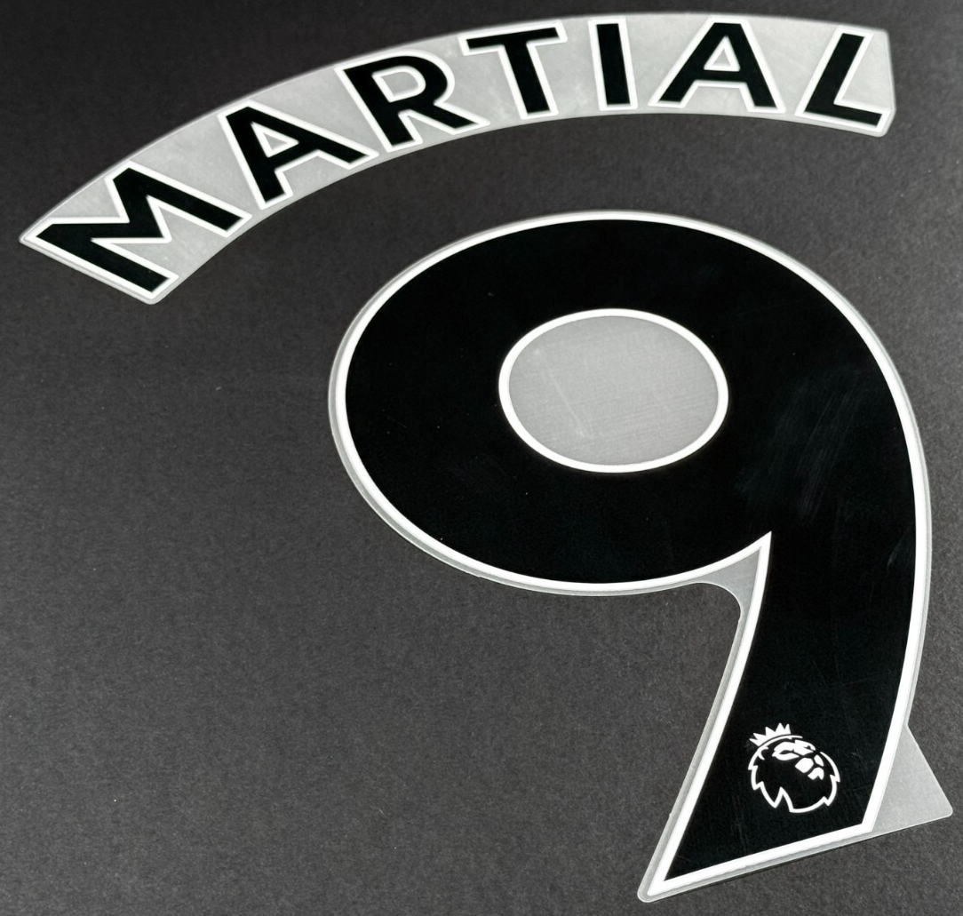 MAN UTD 2019/2023 MARTIAL 9 OFFICIAL AVERY DENNISON BLACK PLAYER SIZE NAME SET