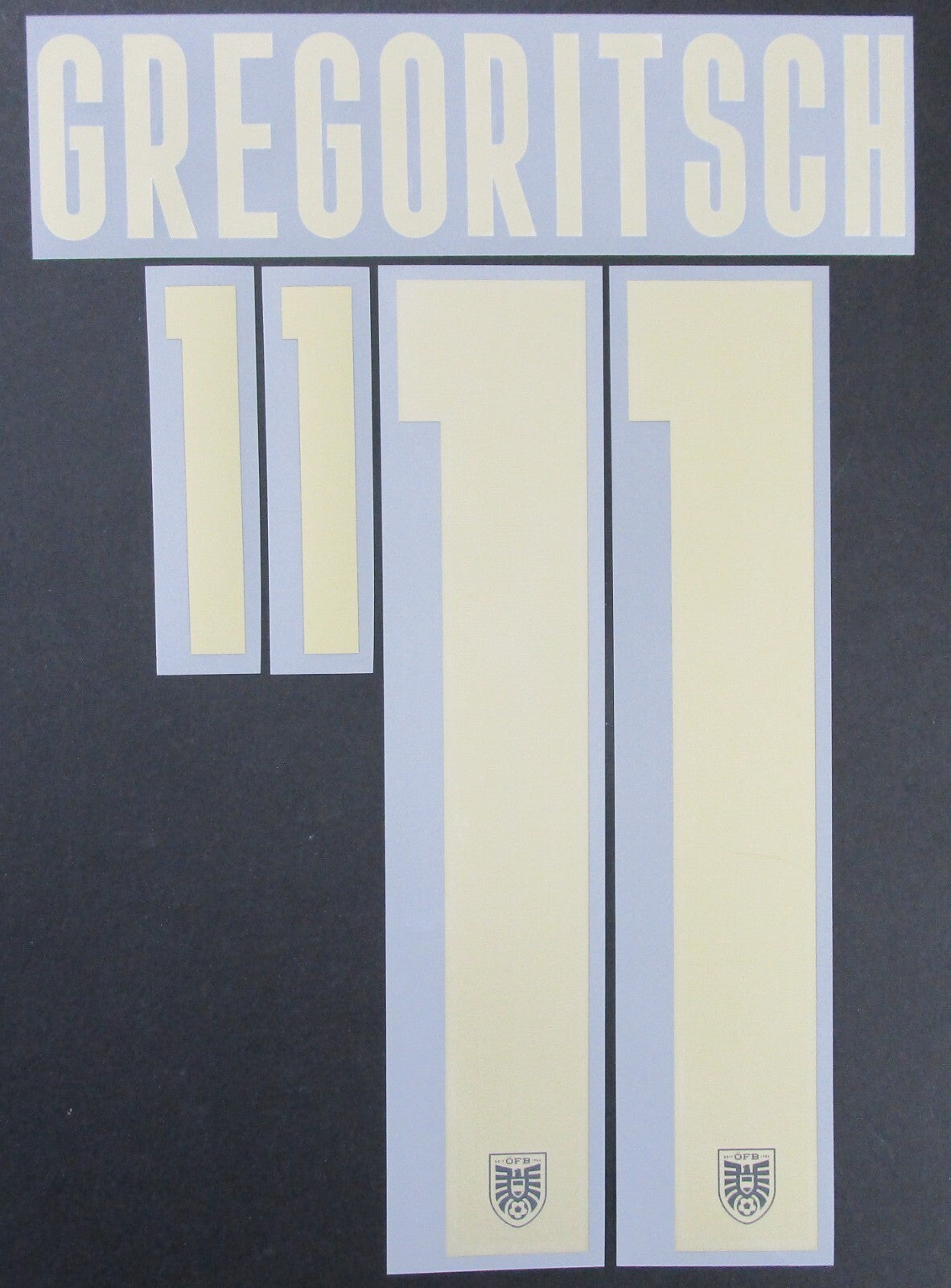 AUSTRIA 2020 2021 OFFICIAL GREGORITSCH 11 AWAY PLAYER SIZE NAMESET