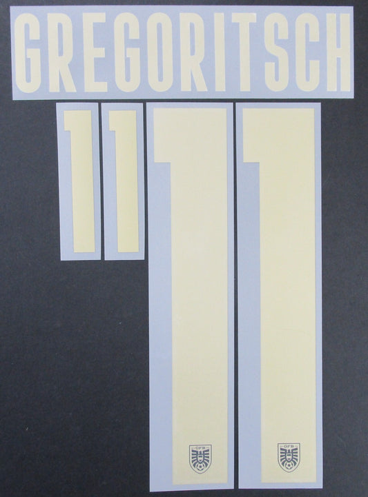AUSTRIA 2020 2021 OFFICIAL GREGORITSCH 11 AWAY PLAYER SIZE NAMESET