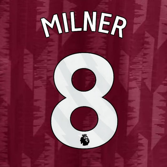 2023 2024 ASTON VILLA MILNER 8 OFFICIAL WHITE HOME PLAYER SIZE NAMESET