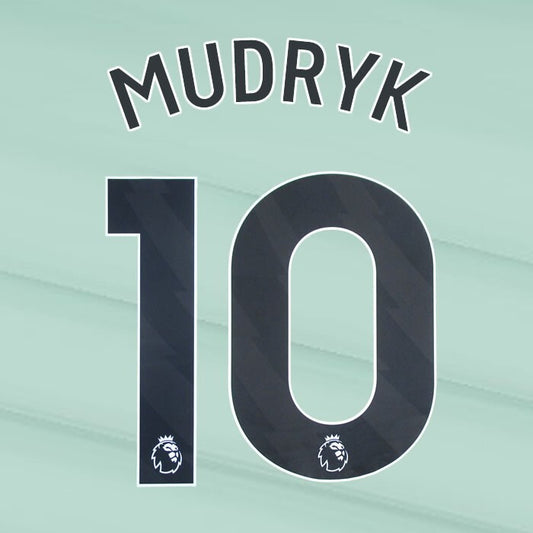 2023 2024 OFFICIAL CHELSEA MUDRYK 10 BLACK 3RD PLAYER SIZE NAMESET