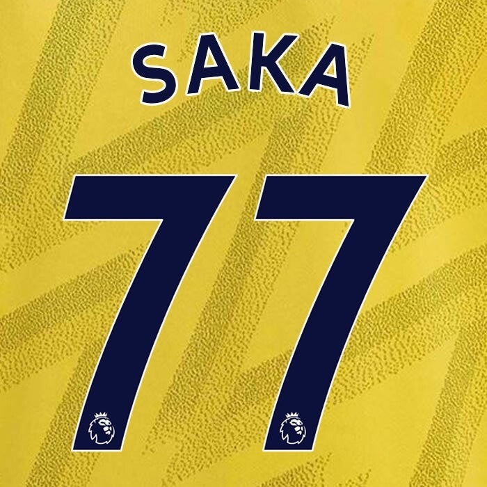 ARSENAL 2019-23 SAKA 77 OFFICIAL AVERY DENNISON NAVY PLAYER SIZE NAME SET