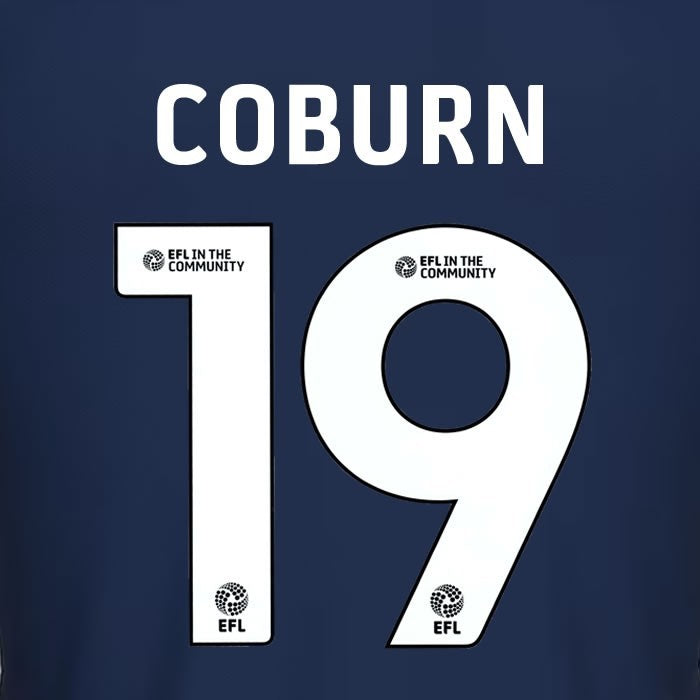 25 26 MILLWALL COBURN 19 OFFICIAL WHITE HOME PLAYER SIZE NAME SET 230MM