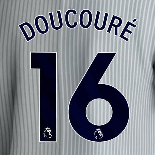 2023 2024 EVERTON DOUCOURE 16 OFFICIAL BLUE 3RD PLAYER SIZE NAMESET