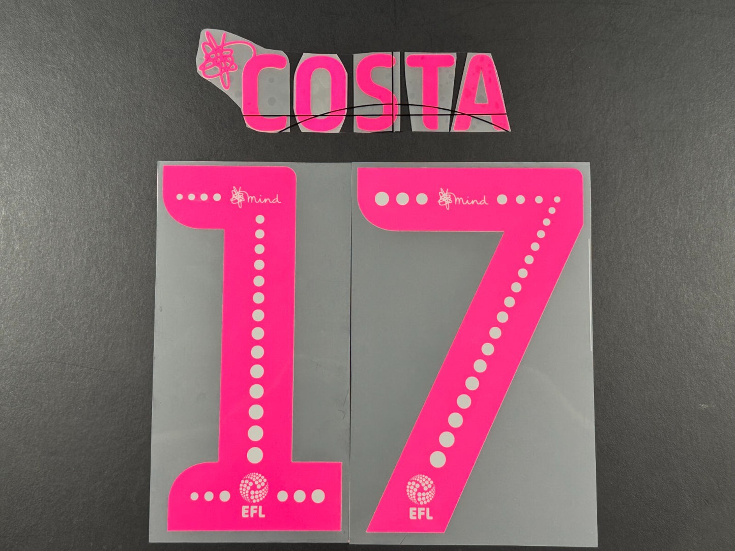 LEEDS UNITED 19-20 COSTA 17 OFFICIAL SPORTING ID AWAY PLAYER SIZE NAME SET