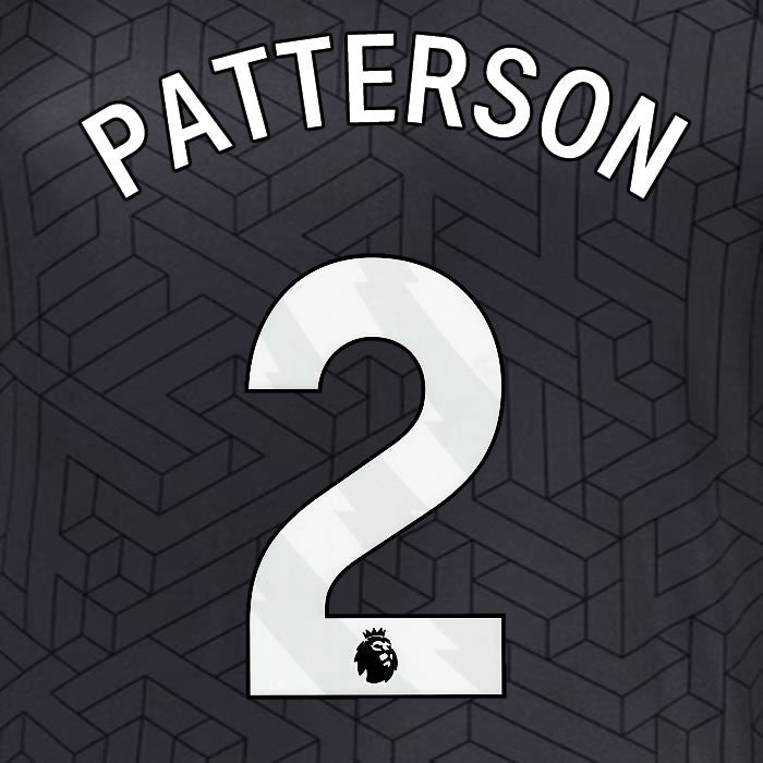 2024 2025 EVERTON PATTERSON 2 OFFICIAL WHITE AWAY PLAYER SIZE NAMESET