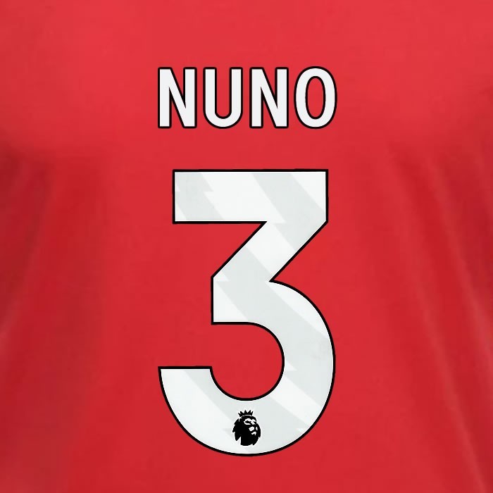 2023 2024 OFFICIAL NOTTINGHAM NUNO 3 WHITE HOME PLAYER SIZE NAMESET