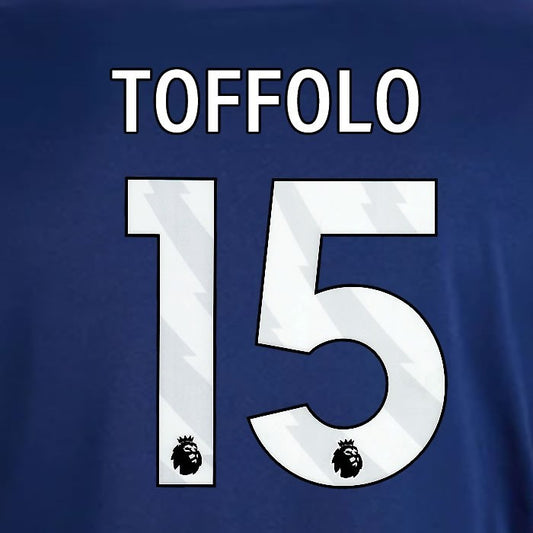 2024 2025 OFFICIAL NOTTINGHAM TOFFOLO 15 WHITE AWAY PLAYER SIZE NAMESET