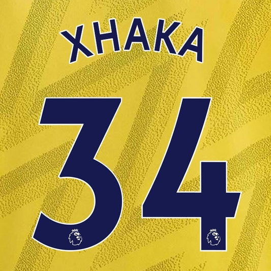 ARSENAL 2019-23 XHAKA 34 OFFICIAL AVERY DENNISON NAVY PLAYER SIZE NAME SET