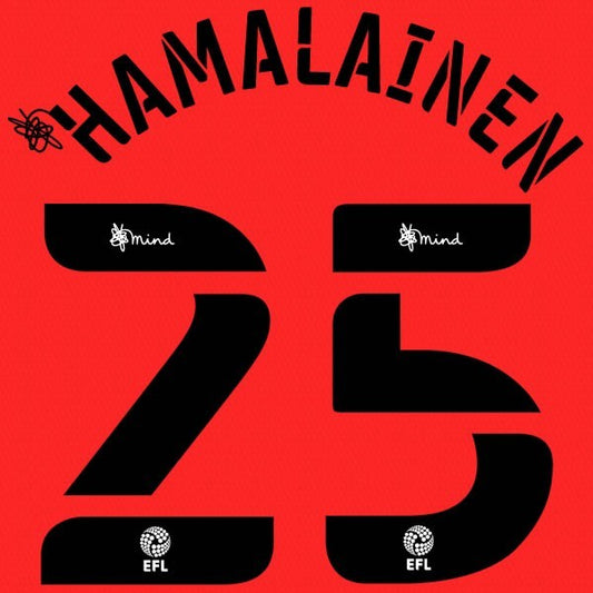 QPR 2020 2021 OFFICIAL HAMALAINEN 25 AWAY PLAYER SIZE NAME SET