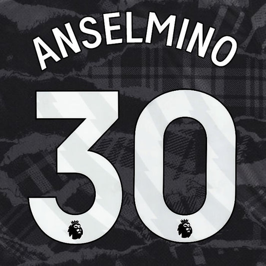 2024 2025 OFFICIAL CHELSEA ANSELMINO 30 WHITE 3RD PLAYER SIZE NAMESET