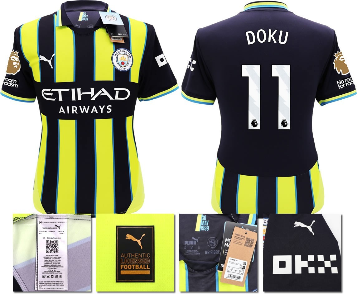 BNWT 2024 2025 MAN CITY PUMA AWAY DOKU 11 FOOTBALL SHIRT