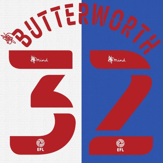 BLACKBURN 2020 2021 OFFICIAL BUTTERWORTH 32 HOME PLAYER SIZE NAME SET