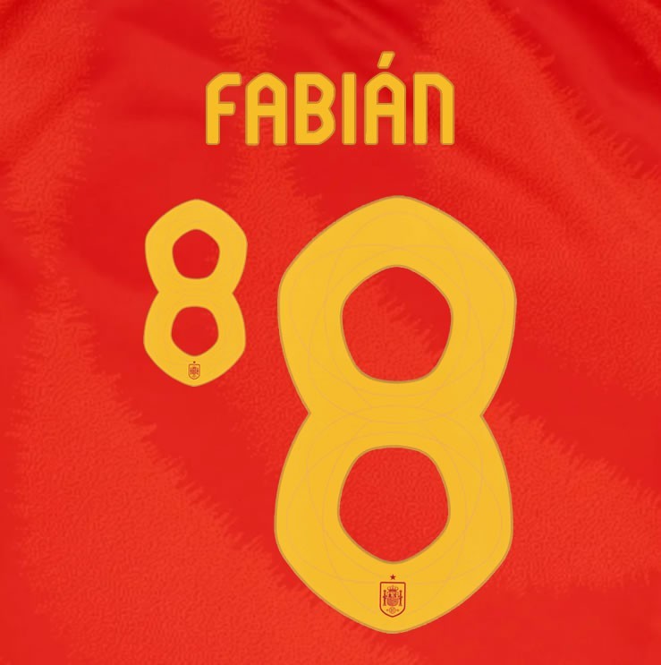 2024 2025 OFFICIAL SPAIN FABIAN 8 HOME PLAYER SIZE NAMESET