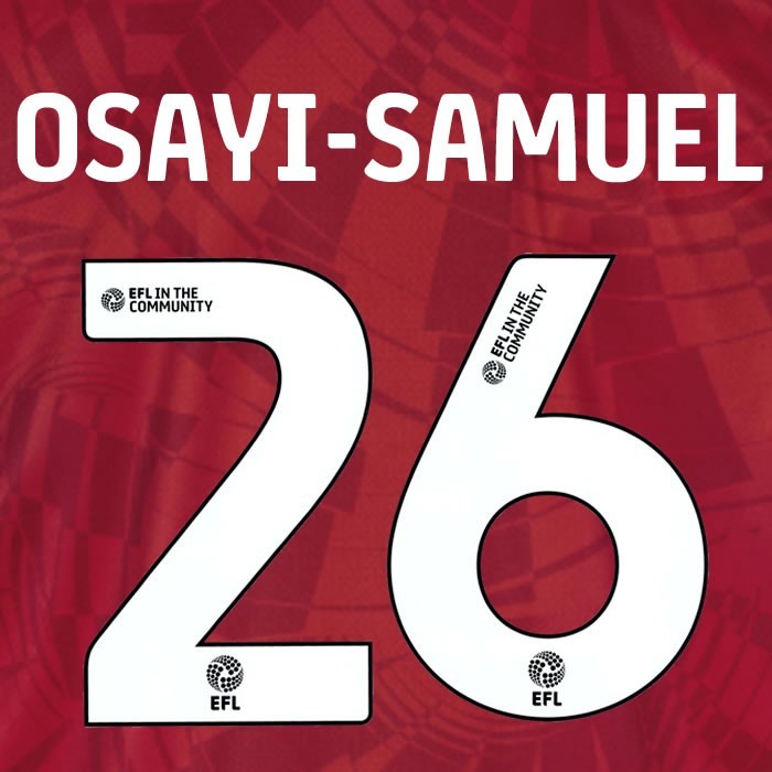 25 26 BIRMINGHAM CITY OSAYI SAMUEL 26 OFFICIAL WHITE 3RD NAME SET 230MM