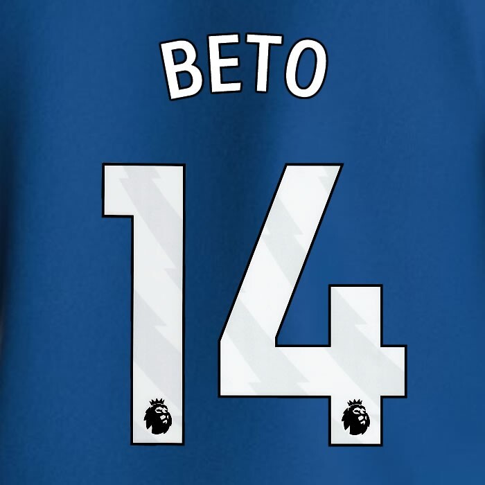 2023 2024 EVERTON BETO 14 OFFICIAL WHITE HOME PLAYER SIZE NAMESET