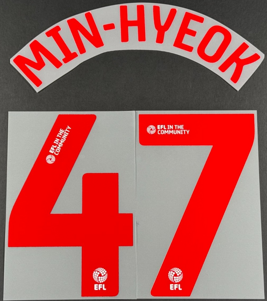 24/25 QPR  MIN - HYEOK 47 OFFICIAL RED HOME SPORTING ID PLAYER SIZE NAME SET